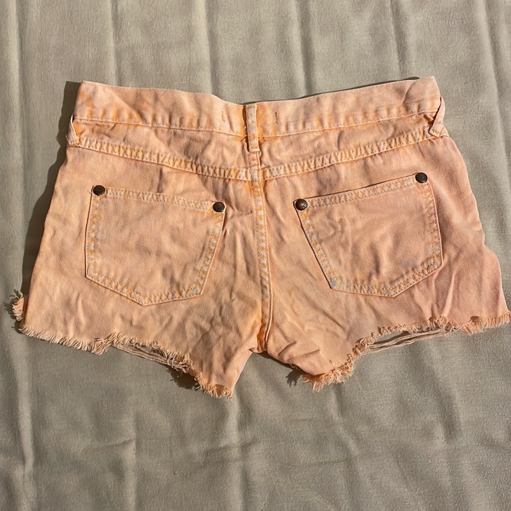 Free People Orange Cutoff Denim Shorts - Picture 3 of 3